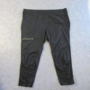 Wearables Women's Cargo Cropped Pants Ruched Leg Pull On Black Size 3X 290